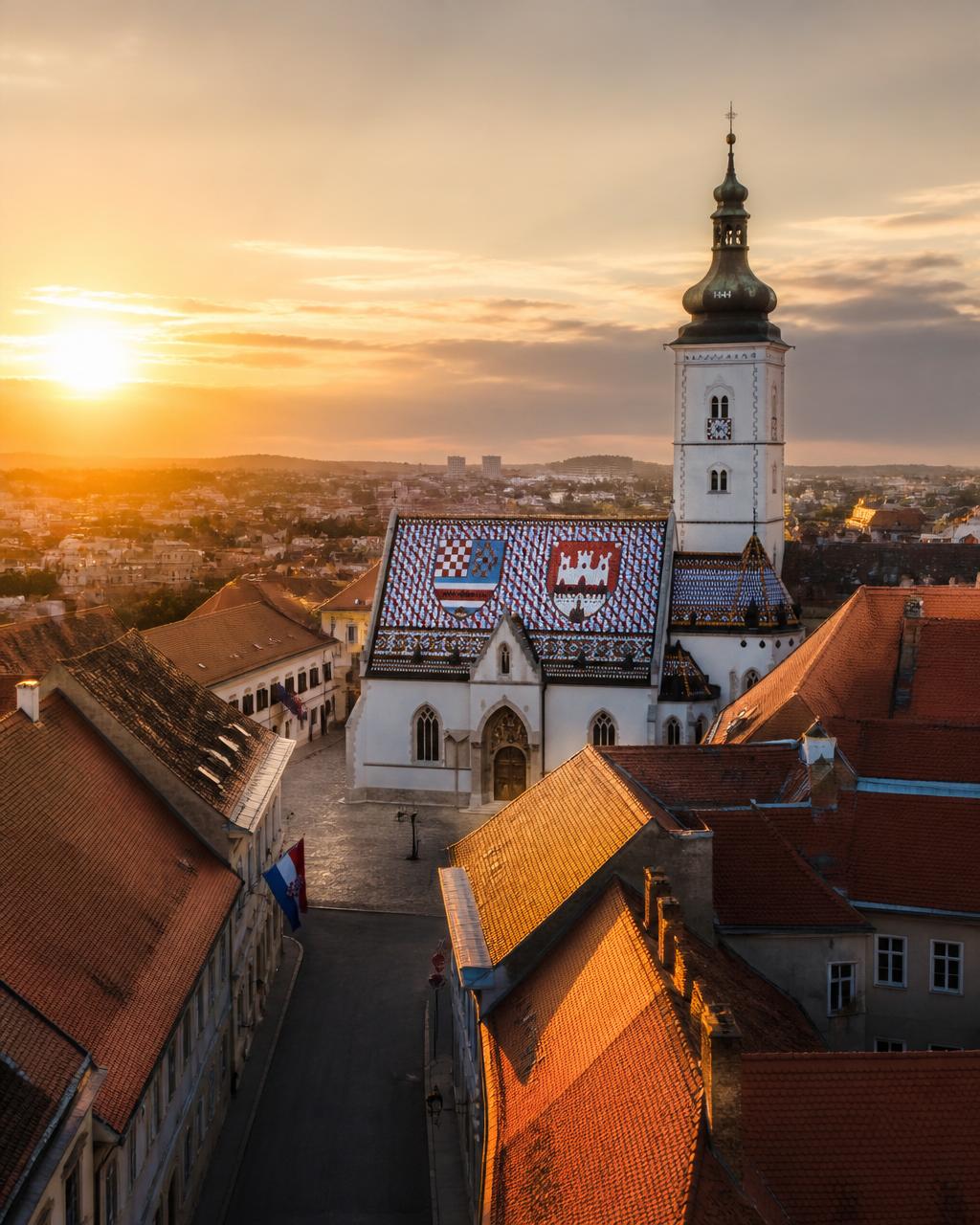 Zagreb — cerkev sv. Marka in stari del mesta